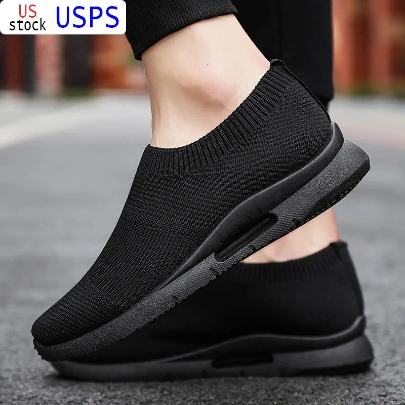 Damyuan Men's Lightweight Running Shoes: Slip-On Sock Sneakers for Casual Wear and Sports