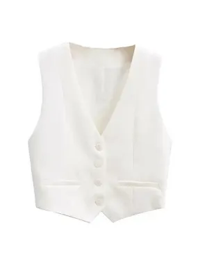 Hubako Statement Vest Tops in White