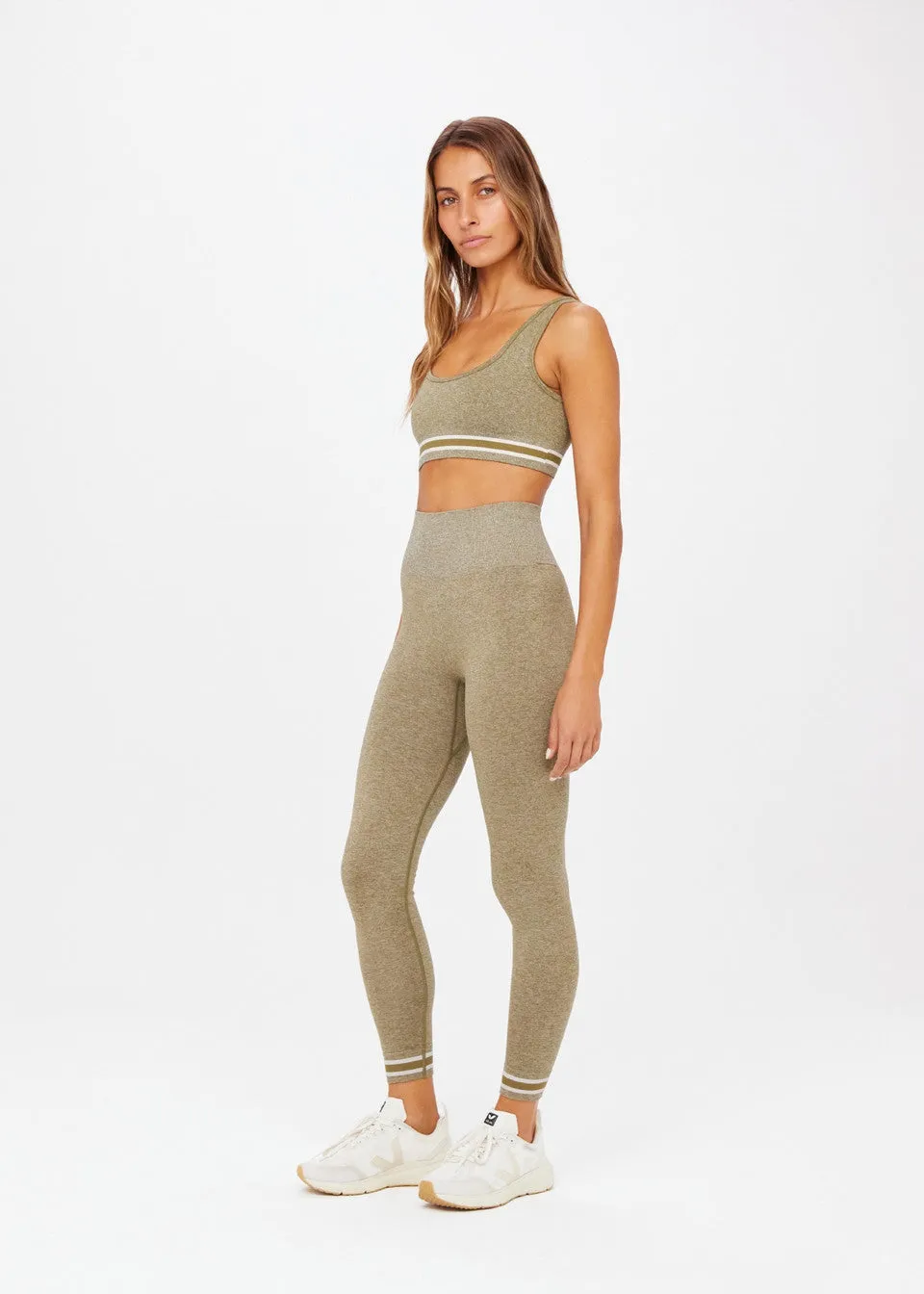 Marle Seamless Dance Midi Pant, Olive Marble