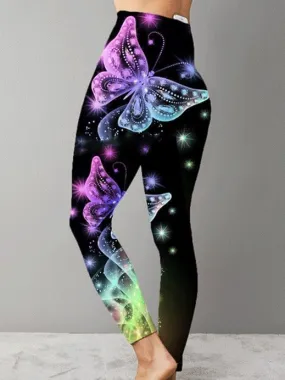 Pants Butterfly Print Sports Yoga Pants Stretch Pants for Women