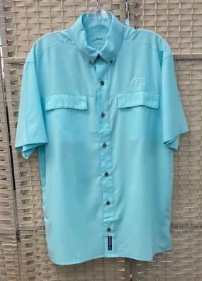 Short Sleeve Performance Solid Sport Shirt - Aqua